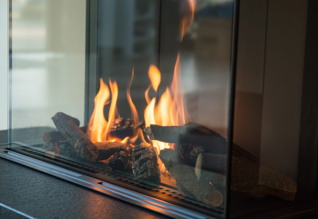 Gas Fireplace Burning